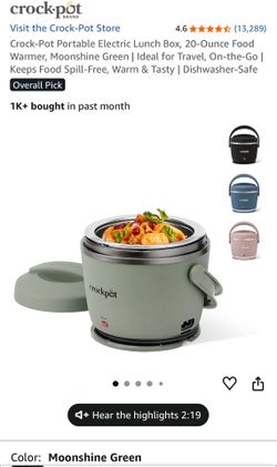 Crock-Pot Portable Electric Lunch Box, 20-Ounce Food Warmer, Moonshine Green