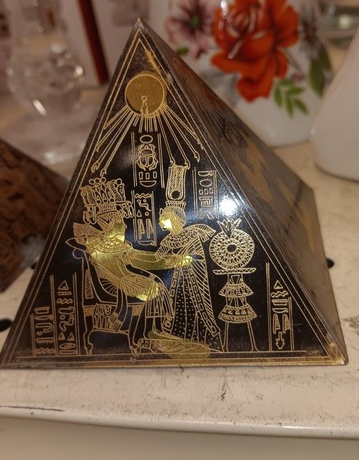 Egyptian Revival etched brass paperweights Set 3
