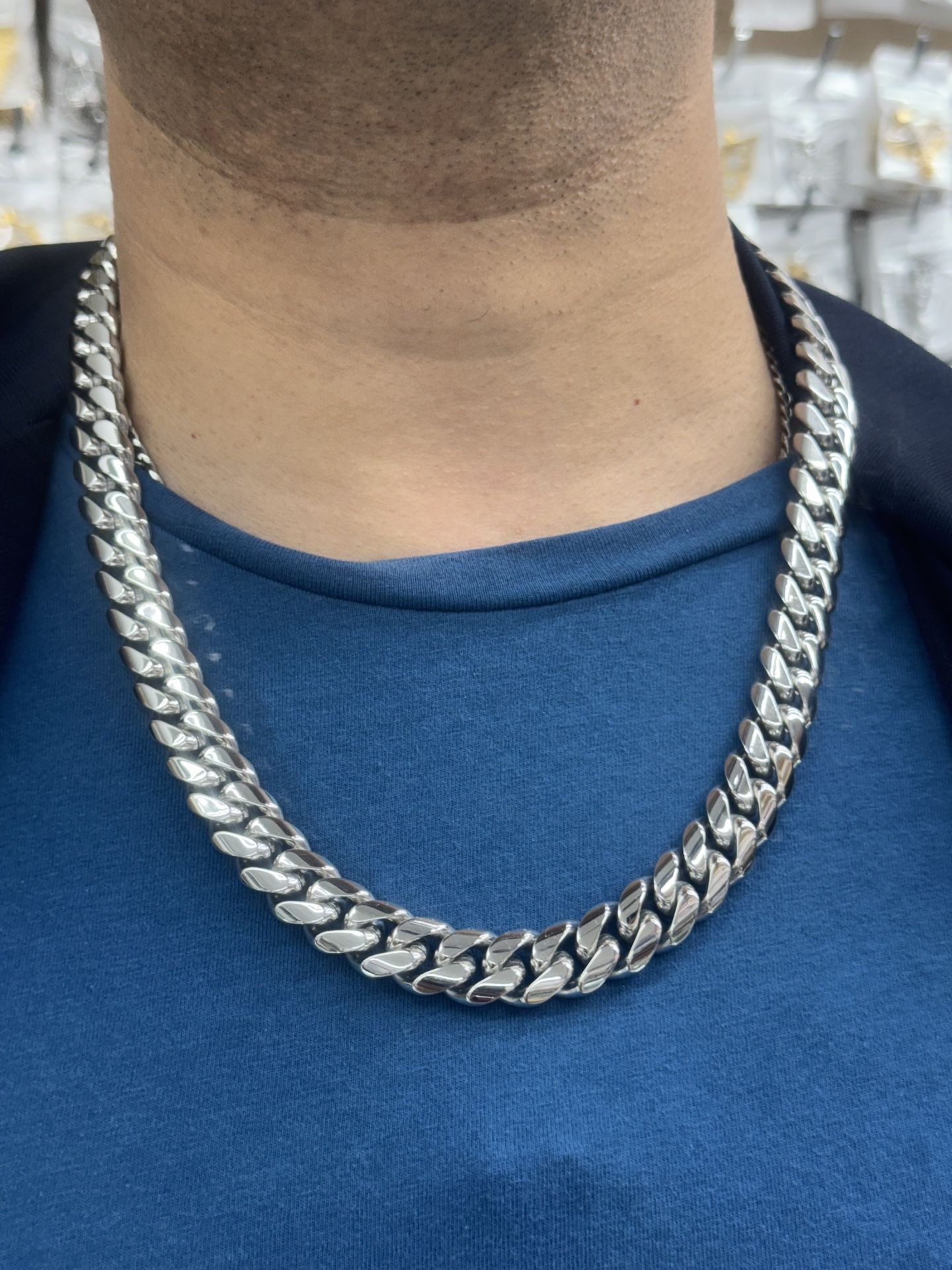 Men Big Necklace Stainless Steel Strong 24” long. and 14mm Diameter New For Large Men 24” Long with 14mm Diameter Color never change ever beca