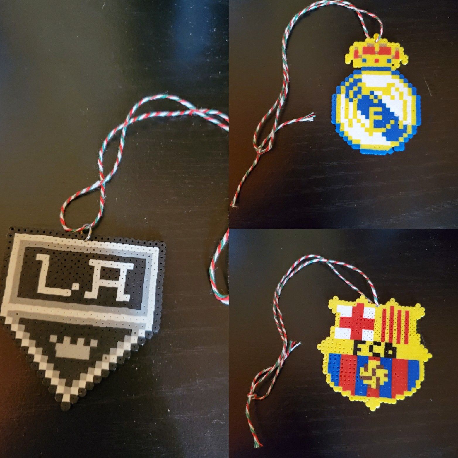 Team Logo Christmas Ornaments..Barcelona, Real Madrid, Los Angeles Kings. Soccer Hockey jersey Messi