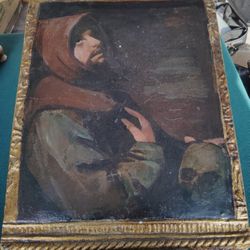 Old Hand Painted Retablo Painting Baroque Spanish Style Artwork 