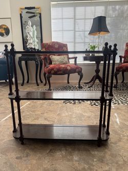 Dark Wood 3-Tier Etagere Shelf Unit