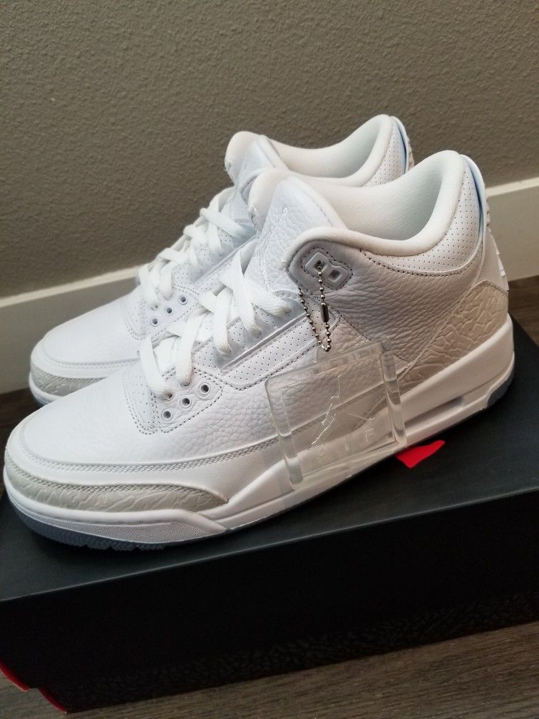 Air Jordan 3 Retro Pure White, Triple White, Jordan 3, Retro 3s, Jordan's, Jordan 3s Triple White, Air Jordan, Size 9.5, Mens 9.5