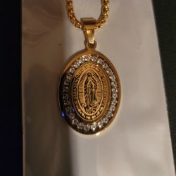 Stainless Steel Chain And Charm With Zirconium Stones