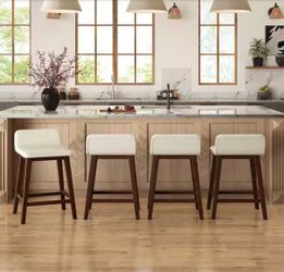 4X Beige 24” low back barstools