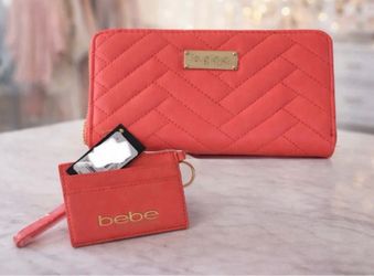 BEBE Sophia Wallet with CC Wallet-Coral