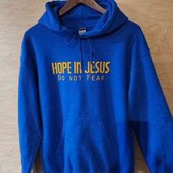Blue Hoodie With Yellow Letters