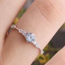 New Size 4 Simple & dainty 925 sterling silver sky blue topaz ring 
