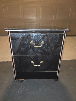 Wheeled Nightstand with Drawers + Marbled Wrap