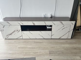 Modern Marble-Style TV Stand – Great Condition! $100