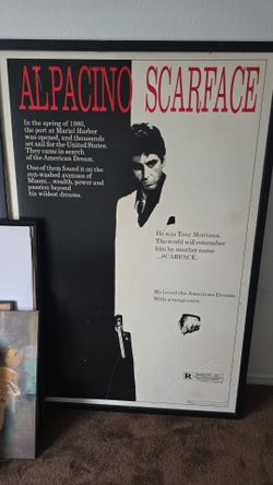 Large oversize Scarface poster in frame