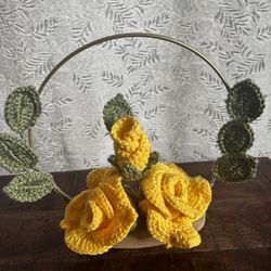 Crocheted Roses on a Decorative Hoop — Unique Handmade Gift