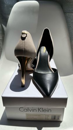Calvin Klein Sebrina Polished Calf 9M black/white high heels