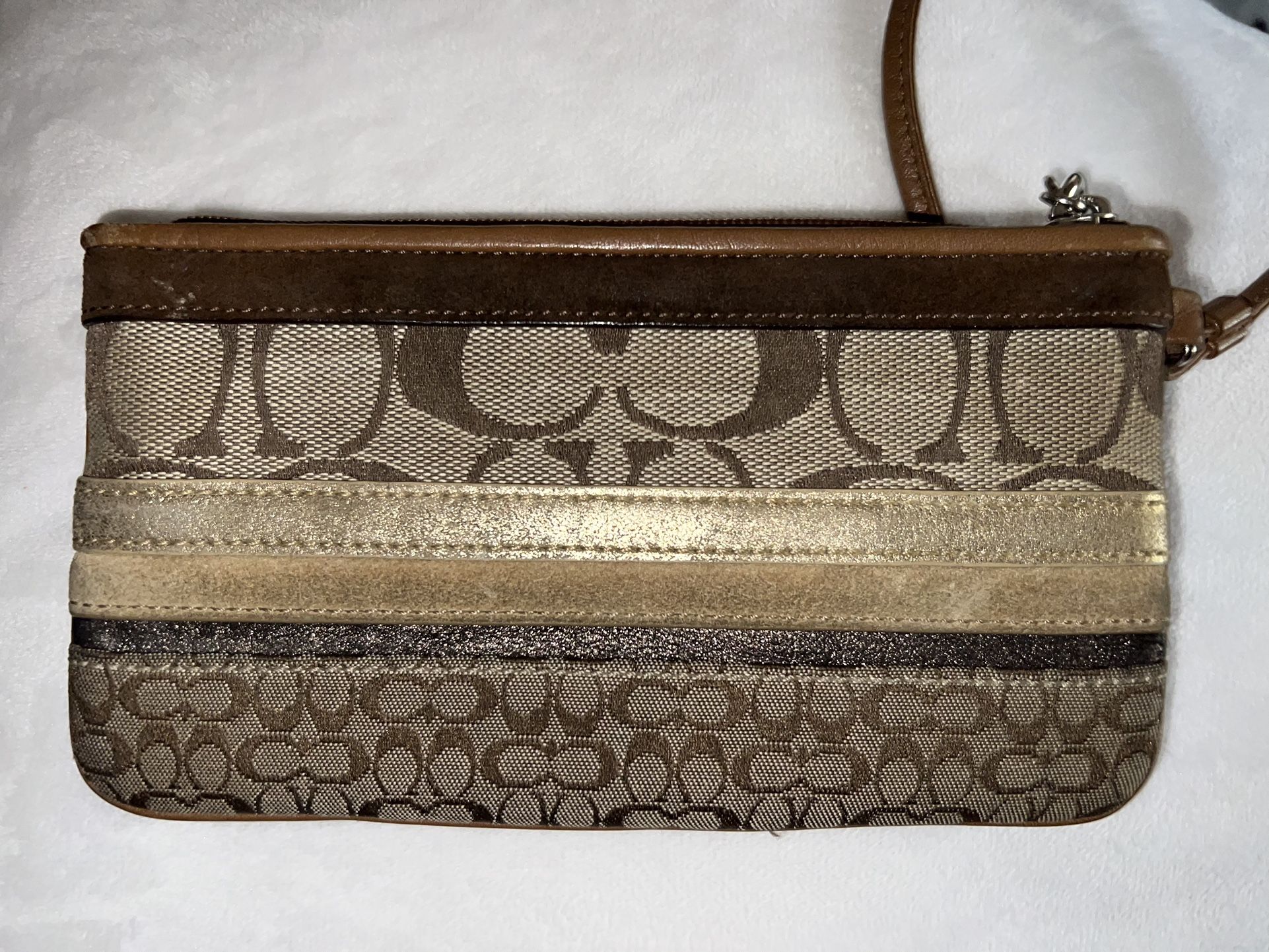 Vintage Coach Brown Patchwork Wristlet