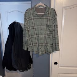 Women's green flannel button down