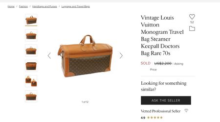 Vintage Louis Vuitton Monogram Travel Bag Steamer Keepall Doctors Bag Rare  70s