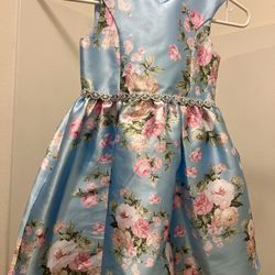 Girls Blue Floral Dress