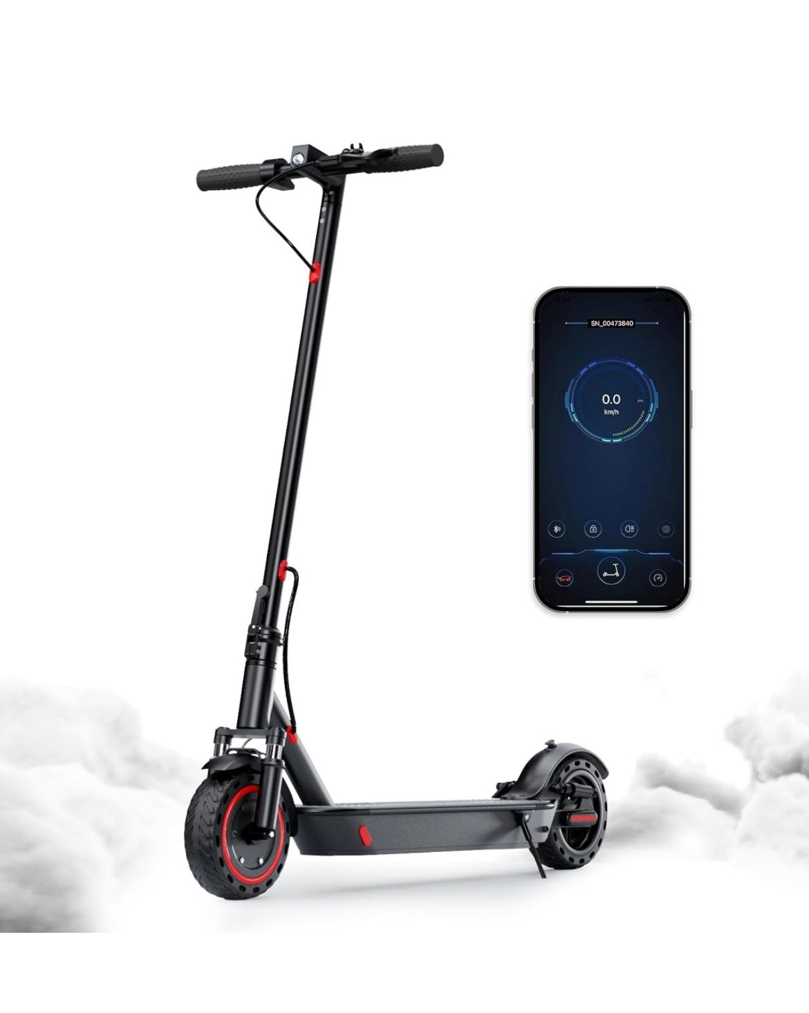 Aovowheel Electric Scooter - 8.5" Solid Tires, Quadruple Shock Absorption, Up to 19 Miles Long-Range, 19 Mph Top Speed, Portable Folding Commuting Sco