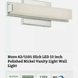 Nuvo Lighting 62/1101 Slick LED 13 inch Polished Nickel Vanity Light Wall Light