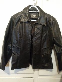 **GUESS** brand, ladies genuine black leather jacket