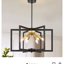 (Kveosv) Modern Black And Gold Chandelier