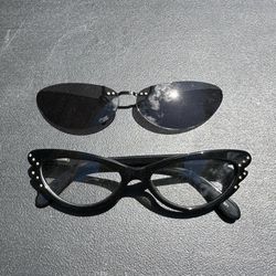Non Prescription Glasses With Clip-On Sunglasses 