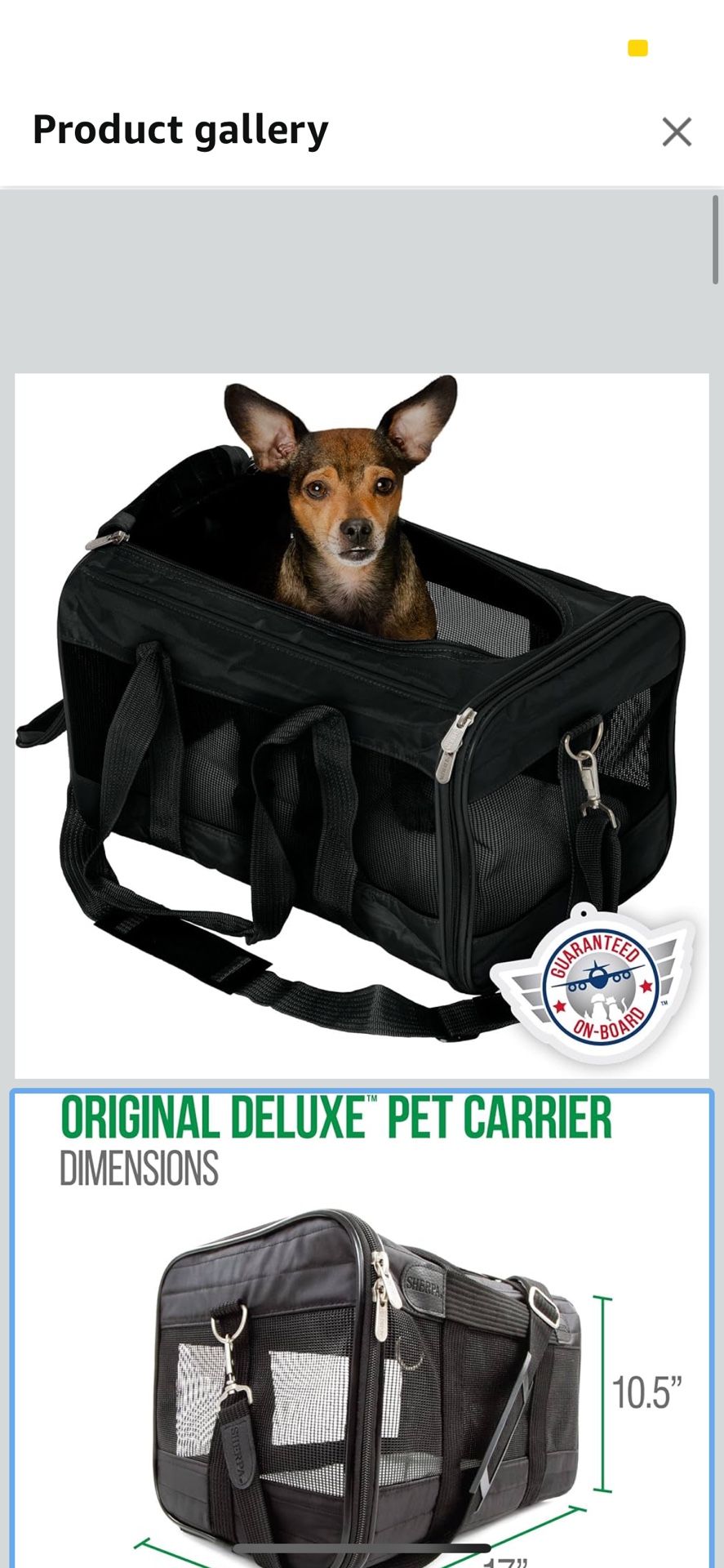 Sherpa Original Deluxe Travel Pet Carrier, Airline Approved & Guaranteed On Board - Black, Medium