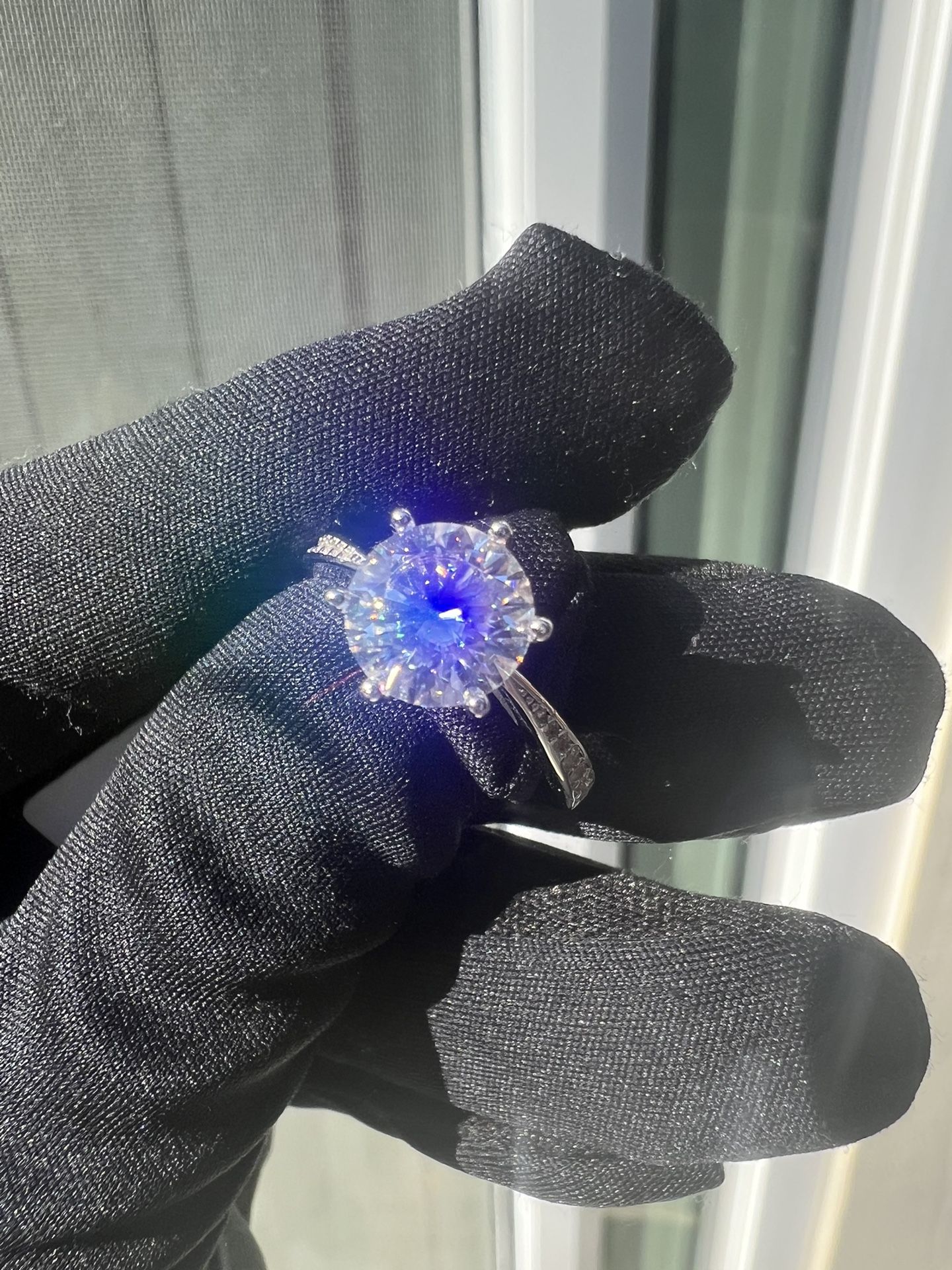 New Moissanite 10H10A Engagement Ring 2CT 18K White Gold Plated Sterling Silver