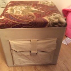 Custom Storage Ottoman Very Sturdy Can Use For Seating With Padded Top Has Side Storage Pocket