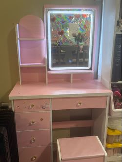 FUFU&GAGA Vanity Set with Rectangular Mirror & Lights