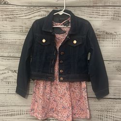 Nwt pink dress with matching jean jacket size 6