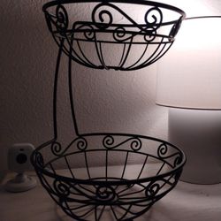 Spectrum Diversified Scroll Arched 2-Tier Server, Sturdy Steel Stacked Fruit Bowls, Produce & Vegetable Stand, Black