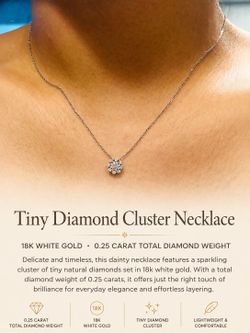18K WHITE GOLD • 0.25 CARAT TOTAL DIAMOND WEIGHT Tiny Diamond Cluster Necklace