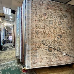 8x10 Area Rugs Carpet Rugs Transitional Design Thick Colors Beige Blue Rust