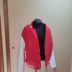 New Men's Leather Letterman Jacket XL 