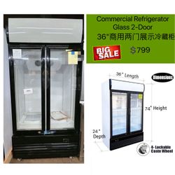 CLEARANCE SALE – Commercial Glass 2-Door Refrigerator ONLY $799! 