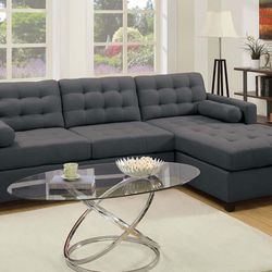 Slate  Black  Polyfiber  2 PCs Sectional  Sofa 