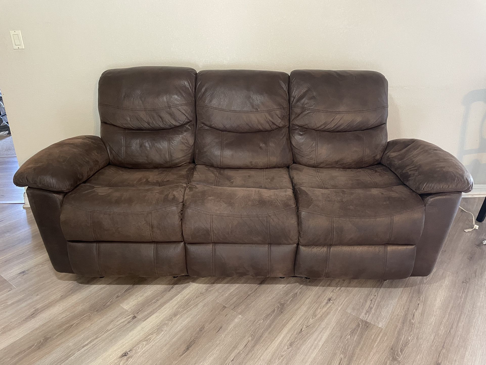 Brown Leather Couch, Loveseat, Chair Recliners