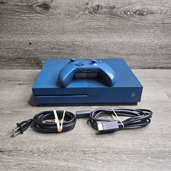 Microsoft Xbox One S Console 1681 Teal Blue Complete Set Controller Rare Limited