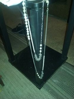 Long Pearl & Sparkle Necklace