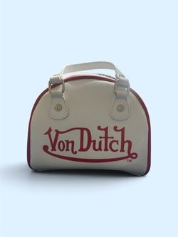 Von Dutch White & Red Mini Bowling Handbag