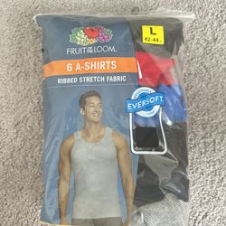 FRUIT OF THE LOOM 6 A-SHIRTS, Size L 42/44, 6 PCS