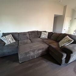Large ‘L’ Sectional, Grey, Microfiber