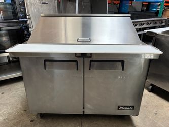 48” Refrigerated Sandwich Prep Table nsf Cooler Toppings commercial restaurant refrigerator cold food make station 115v on wheels
