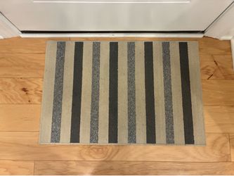 Set of Two Gray- Blue Stripe 30” x 20” Door Mats with Non-Skip Backing. Like New;