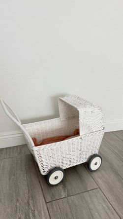 Olli Ella White Rattan Kids Stroller