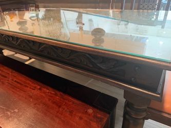 Indian wood table 6-8 seats glass protector
