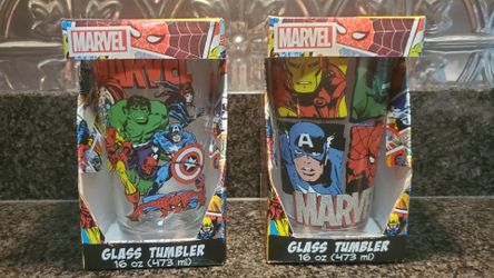 New Marvel 16 oz Glass Tumblers – Set of 2 – Gift Ready