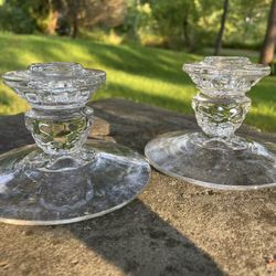 Mid century, Clear Fostoria  , American candle stick holder , 3 1/4” high