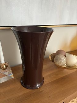 MADE IN FRANCE glossy, dark brown/trumpet  vase $20